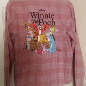 Disney Winnie The Pooh Flannel Sleeve Womens Shirt